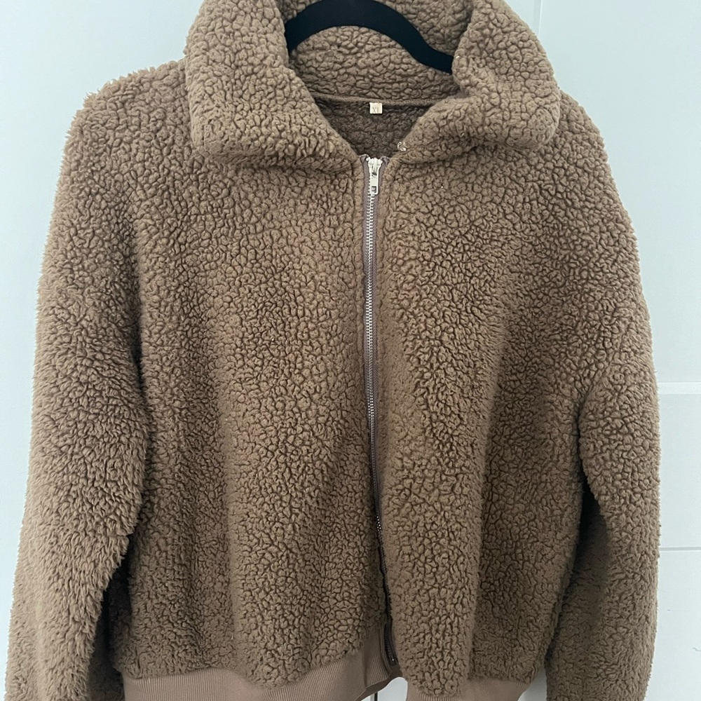 Brown teddy bear jacket like new